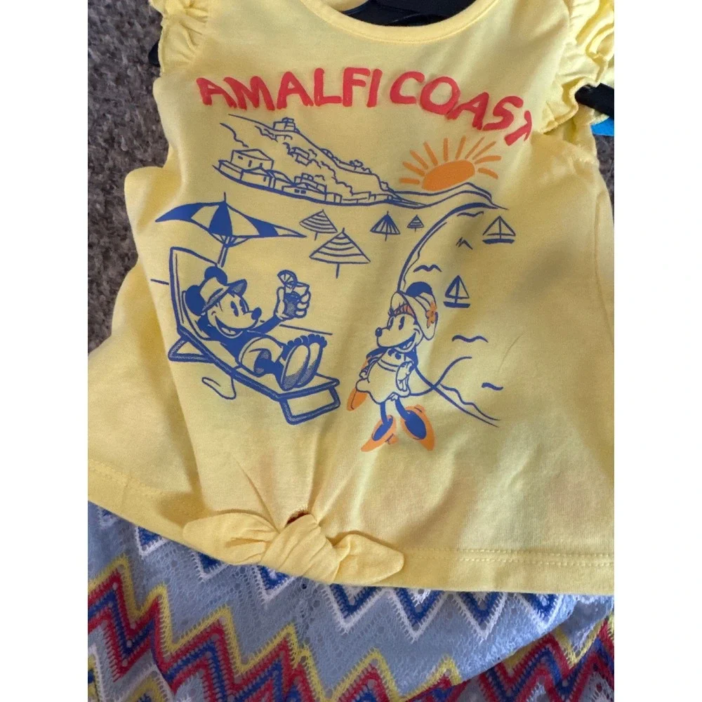 2T Disney Mickey and Friends Amalfi Coast Yellow Tank and Chevron Short Set Kids